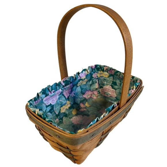 Vintage Longaberger Chore Basket Floral Liner Protector - Picture 2 of 11